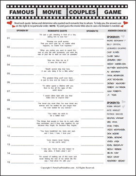 Famous Movie Couples game