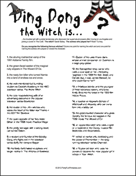 Free Printable Witch Trivia Quiz for Halloween