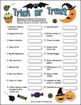 Trick or Treat game Sample page