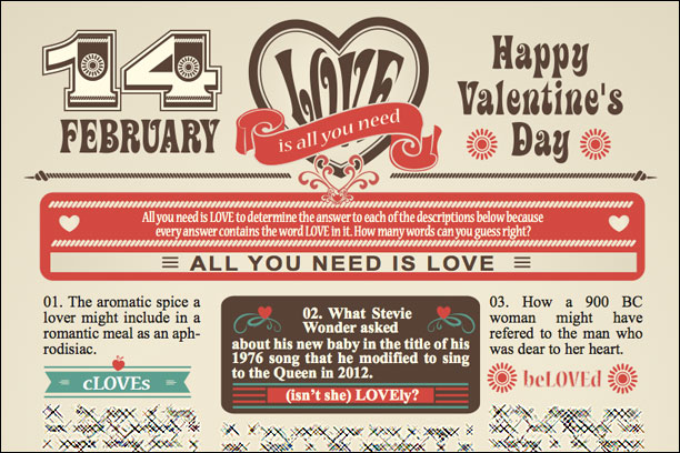 Vintage Valentine's Day word game