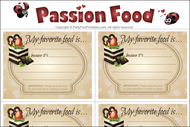 Passion Food Honeymoon game