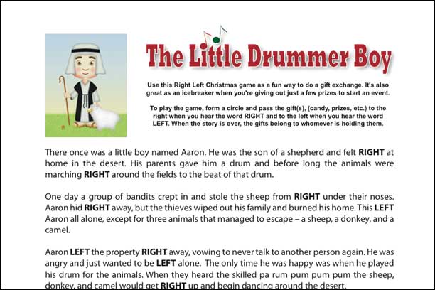 The Little Drummerboy Printable Game