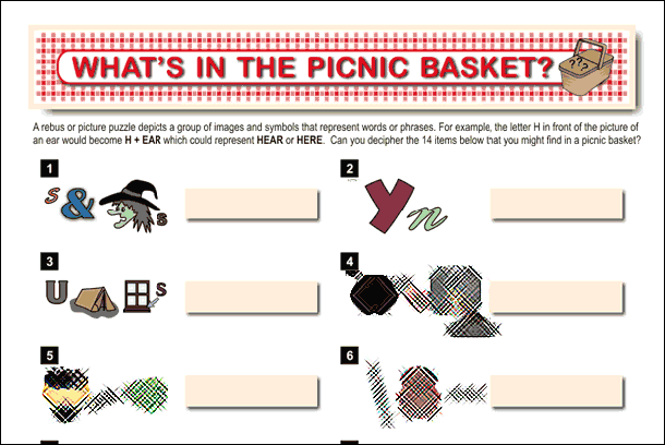 Printable Picnic Game with Rebus Puzzles