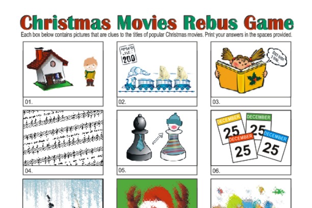 Printable Christmas Rebus Game Christmas Movie Picture Puzzles
