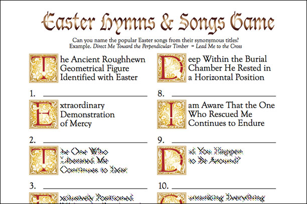 Easter Hymns & Song game