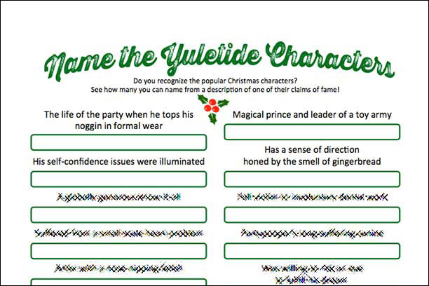 Fun Christmas Trivia, Name that Yuletide Character