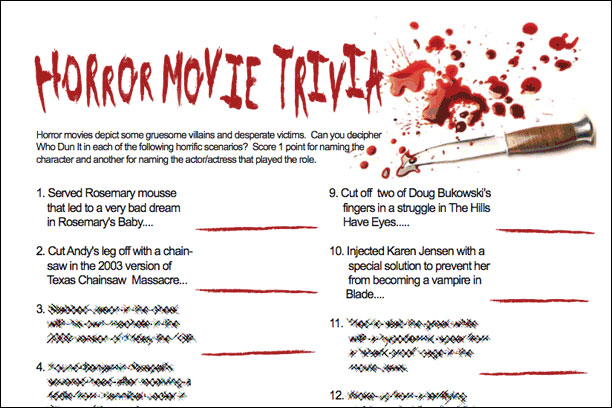 Horror Movie Trivia Game