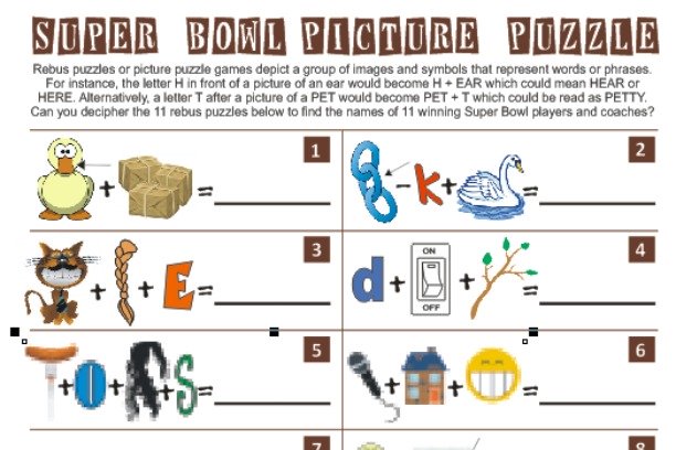 Printable Super Bowl Picture Puzzle Game